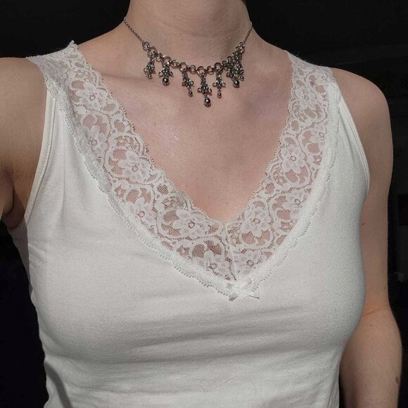 Gothic byzantine choker chainmail necklace with a small silver chain - Picture 4 of 7